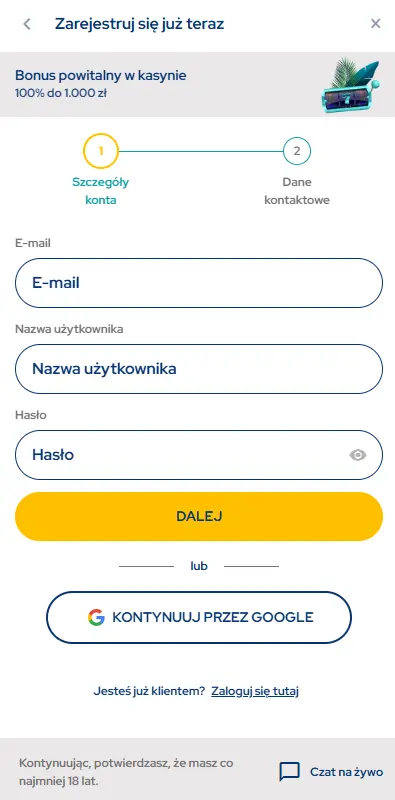 dolfwin casino formularz rejestracji