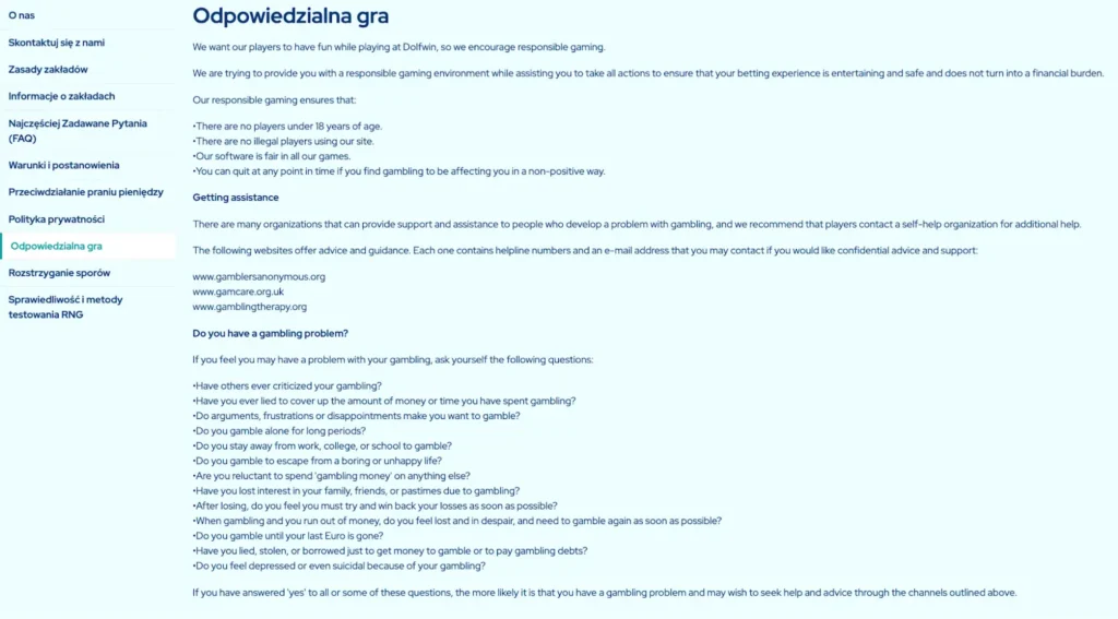 dolfwin casino odpowiedzialna gra